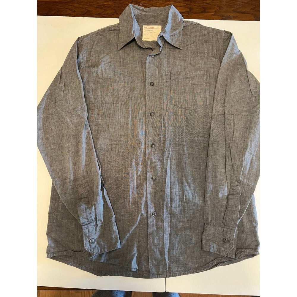 Wrangler Grey Long Sleeve Button-Up Shirt Medium (2482)